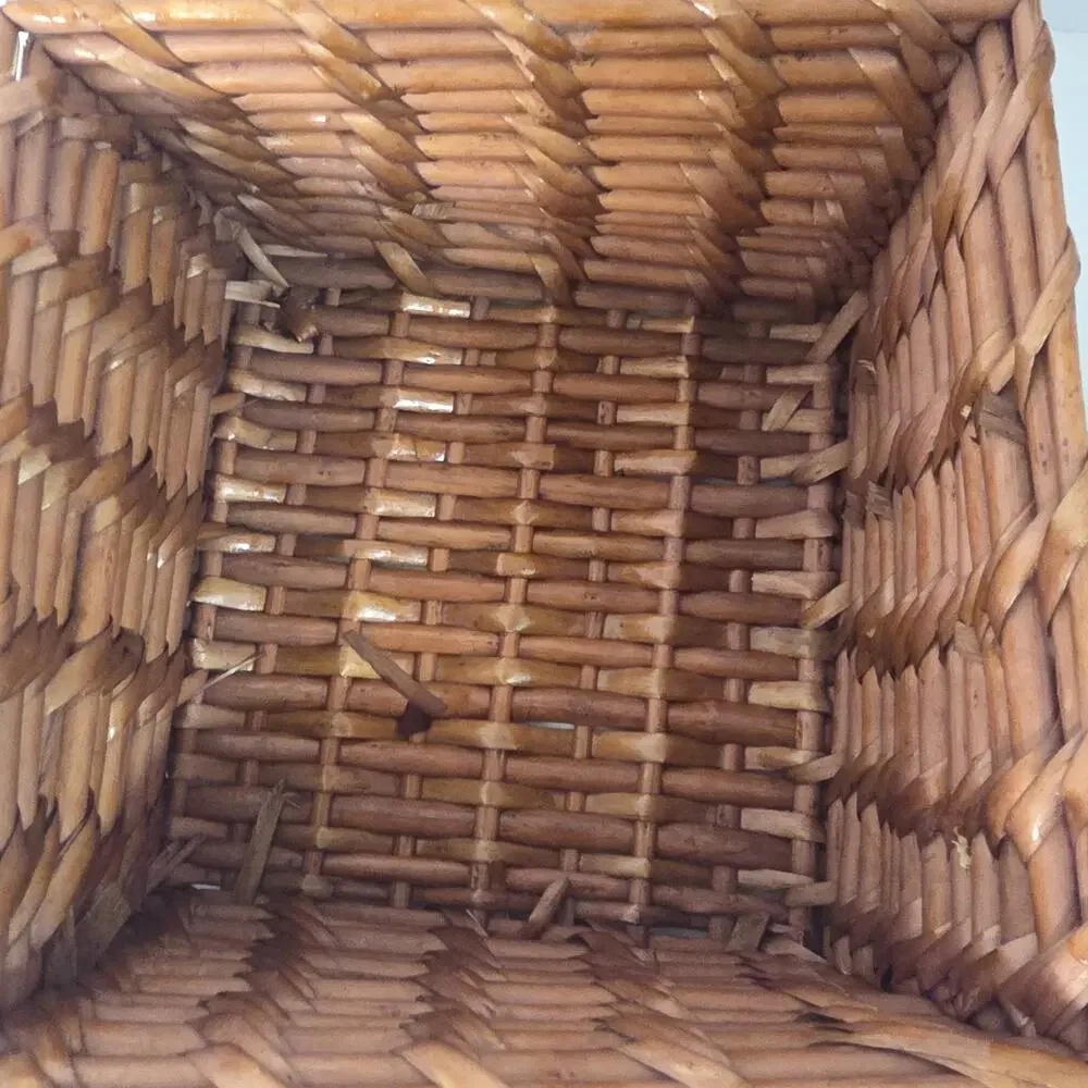 Brown Rectangular Wicker Storage Basket Rustic Farmhouse Organizer